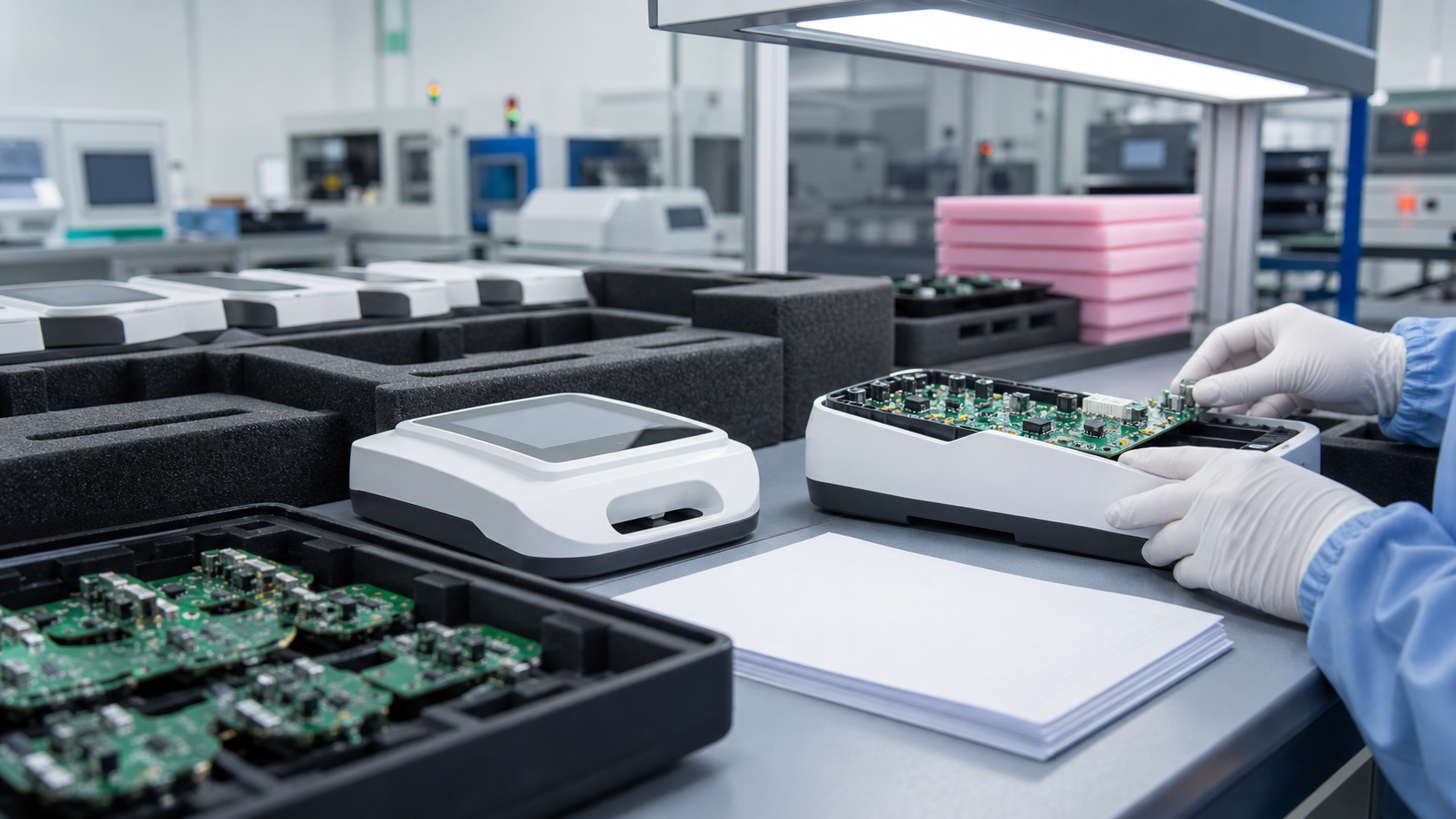 Medical electronics EMS product application with PCBA modules, device enclosures and release paperwork