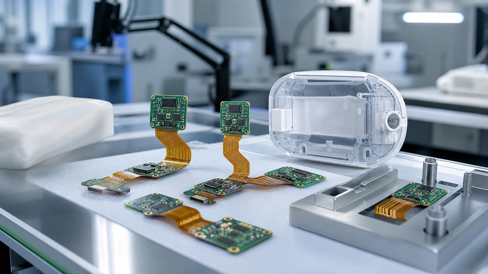 Medical rigid-flex PCB assemblies in a clean electronics lab