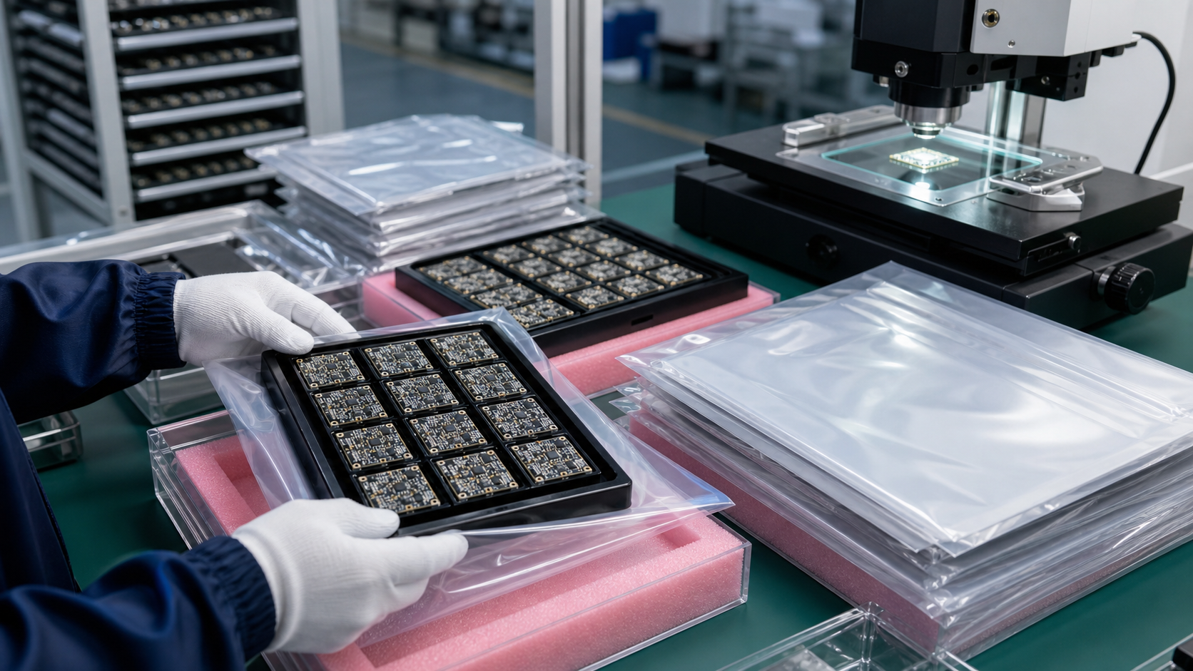 准备最终检验和保护包装的精密 PCB