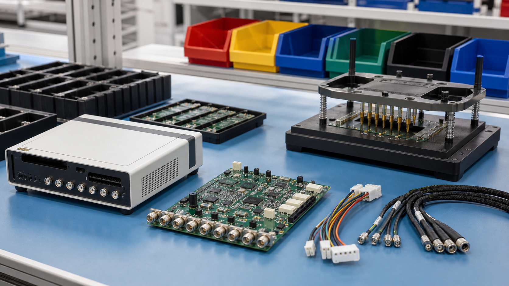 Diagnostic equipment PCBA, test fixture, cable harness and ESD trays prepared for RFQ review